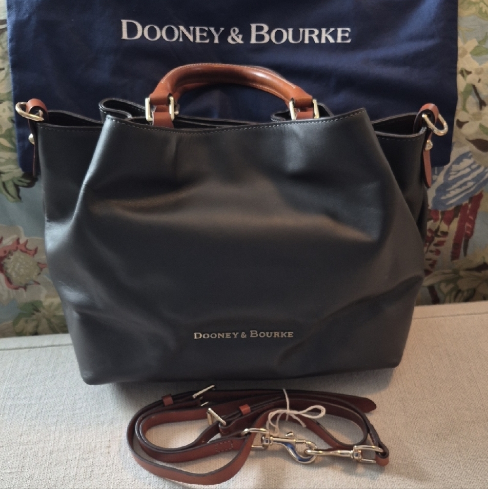 Dooney & Bourke  Large Barlow In Charcoal and Brown Leather Tote